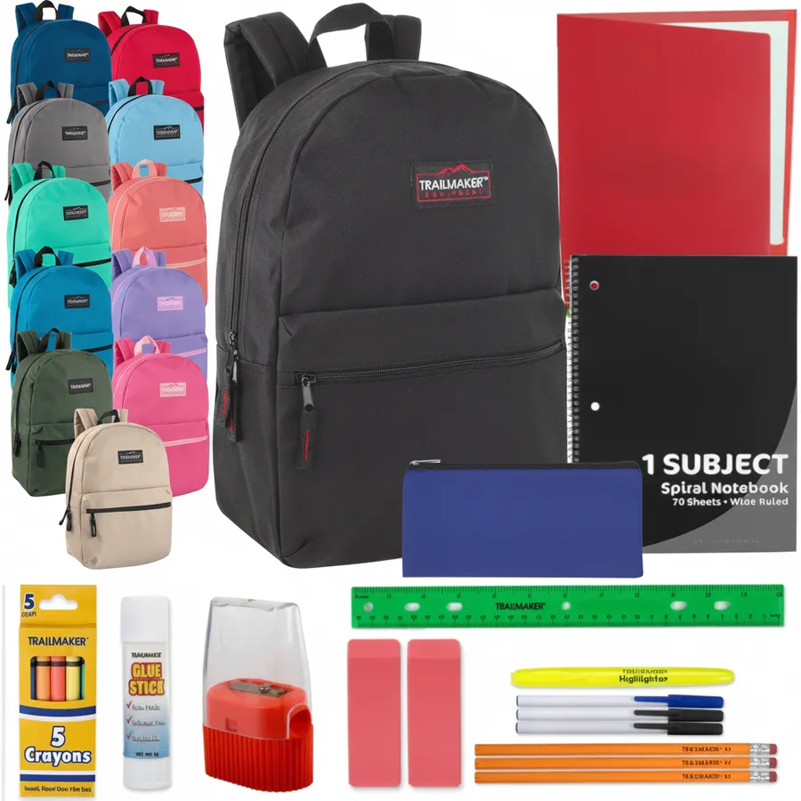 Classic 17-Inch Backpack with School Supply Kit - Everyday Kids Bags — wholesale Bags & Backpacks by the case