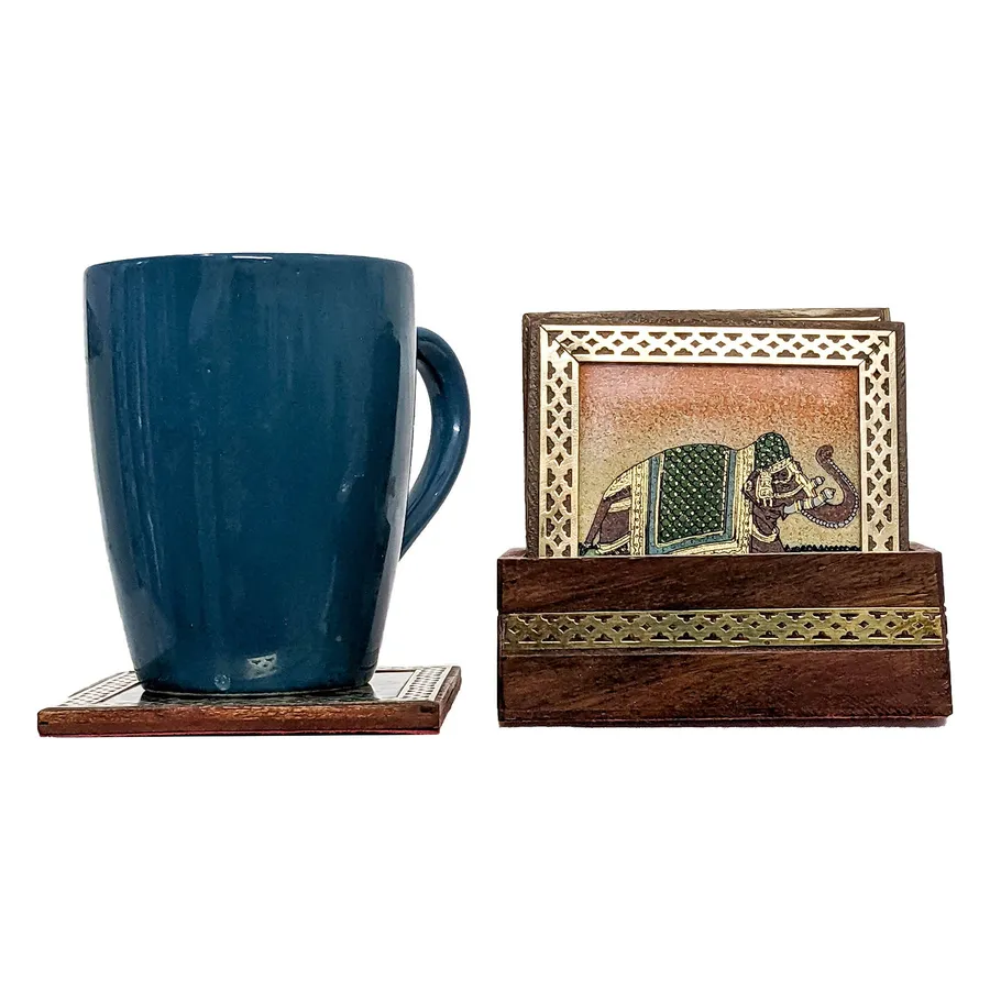 Handcrafted Wooden Elephant Painting Tea Home Decores — wholesale Home & Décor by the case