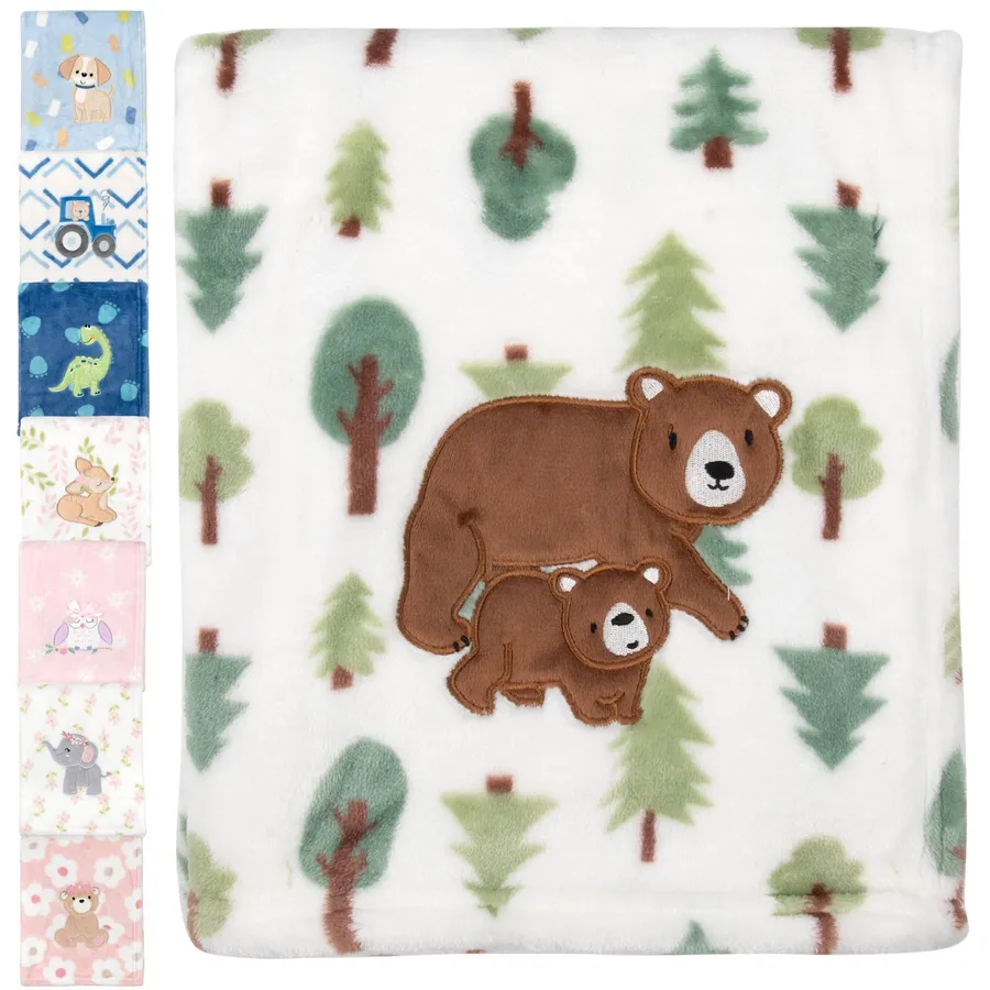 Animal Themed Fleece Baby Blankets 36" x 30" — wholesale Home & Décor by the case