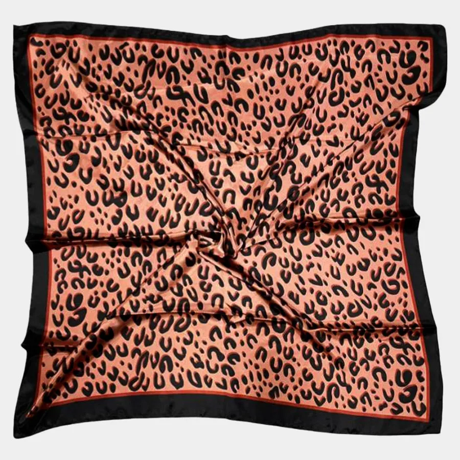 Leopard Pattern Square Silky Scarf Shawl - Assorted — wholesale Apparel & Accessories by the case