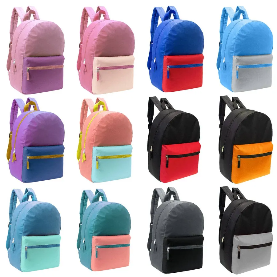 17” Kids 2-Tone Backpack – Assorted Wholesale — wholesale Bags & Backpacks by the case