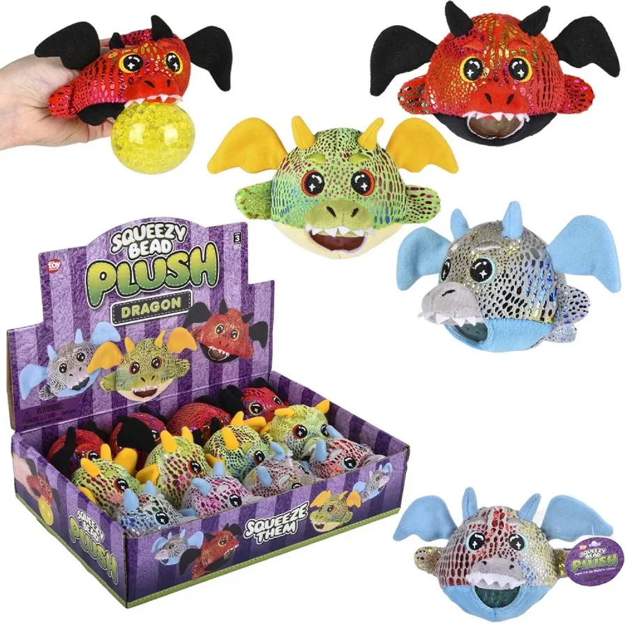Dragon Squeezy Bead Plush Fidget Toy- Assorted — wholesale Fidgets & Sensory by the case