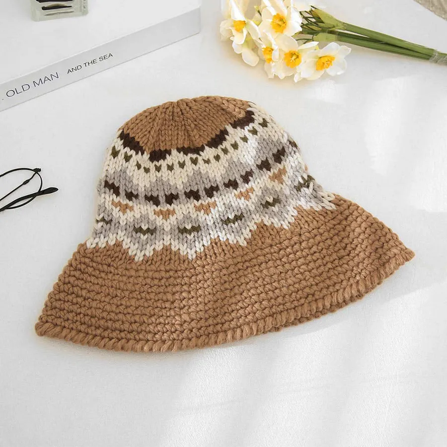 Nordic Pattern Knitted Bucket Hat - Assorted — wholesale Apparel & Accessories by the case
