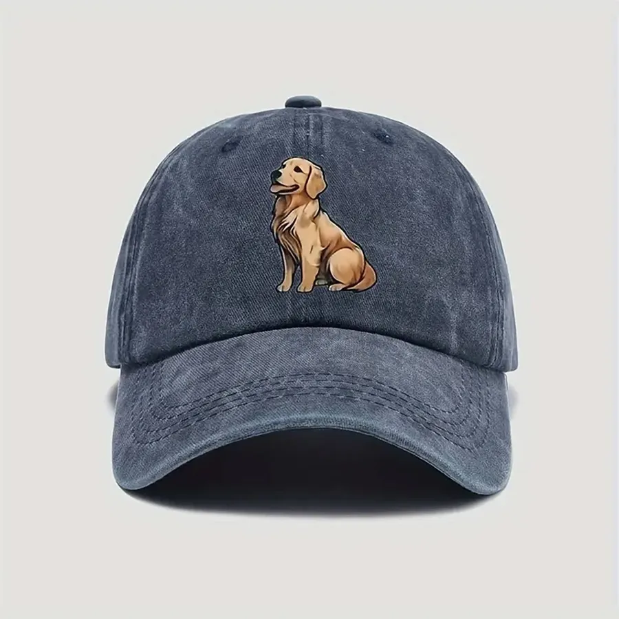 Retro Style Dog Patterned Cotton Baseball Cap - Assorted — wholesale Apparel & Accessories by the case