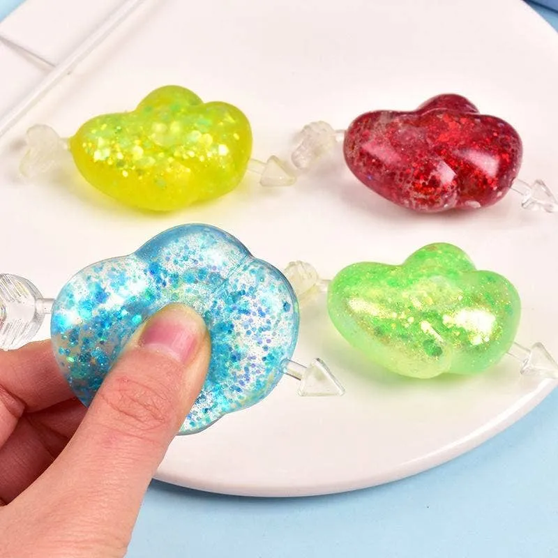 Stress Relief Heart Glitter Squeeze Toy - Assorted — wholesale Fidgets & Sensory by the case