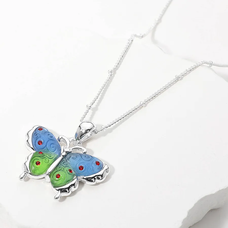 Stone Pointed Butterfly Pendant Necklace - Assorted — wholesale Apparel & Accessories by the case