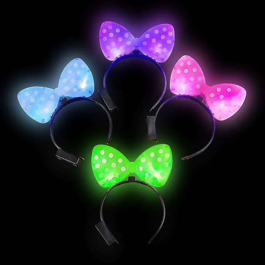 Kids LED Plastic Polka Light Up Dot Bow Headband for Party — wholesale Party & Gifts by the case
