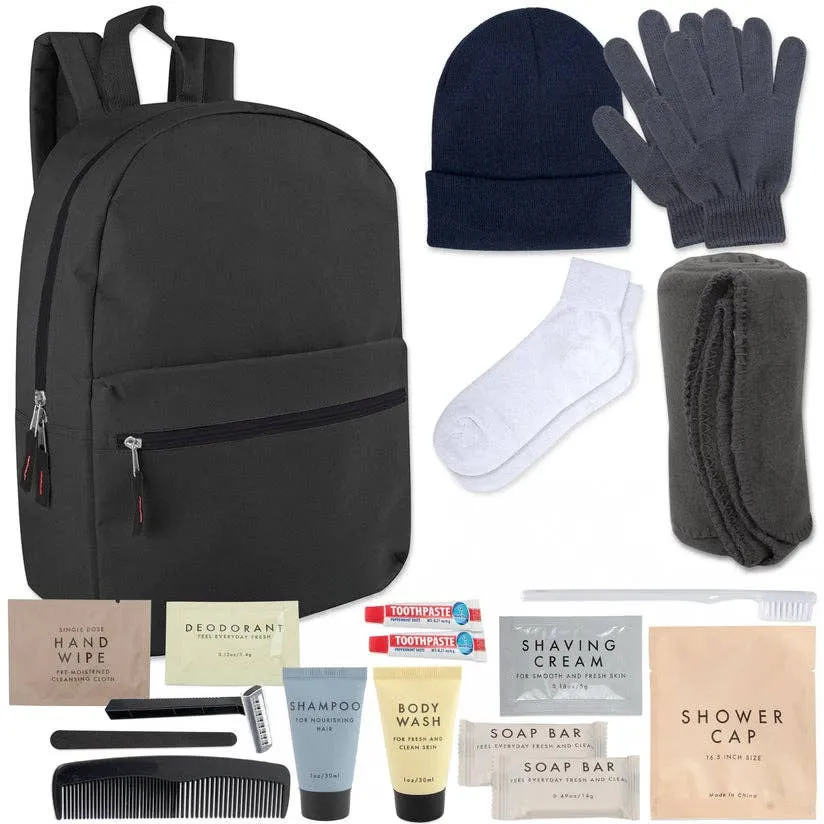20-piece Essential Hygiene Kit with Backpack — wholesale Bags & Backpacks by the case