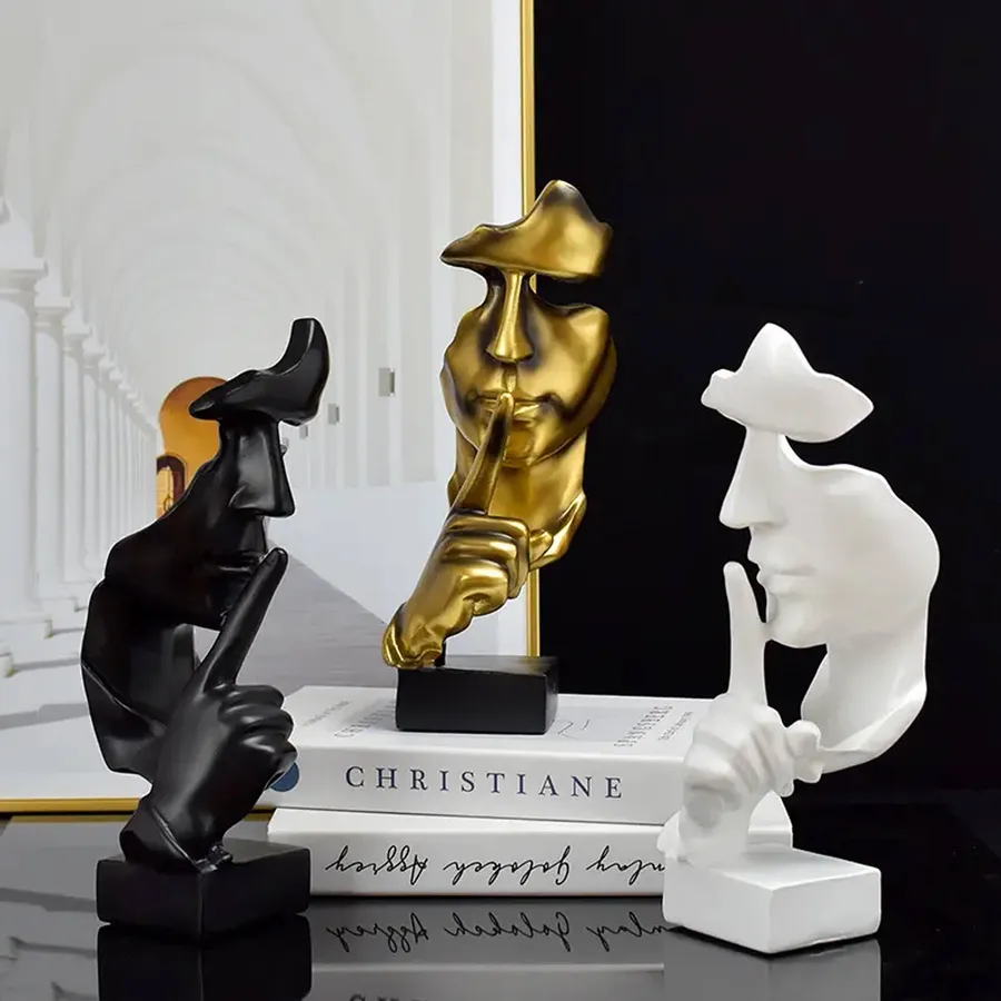 Modern Art Sculpture Silence Is Golden Home Décor — wholesale Home & Décor by the case