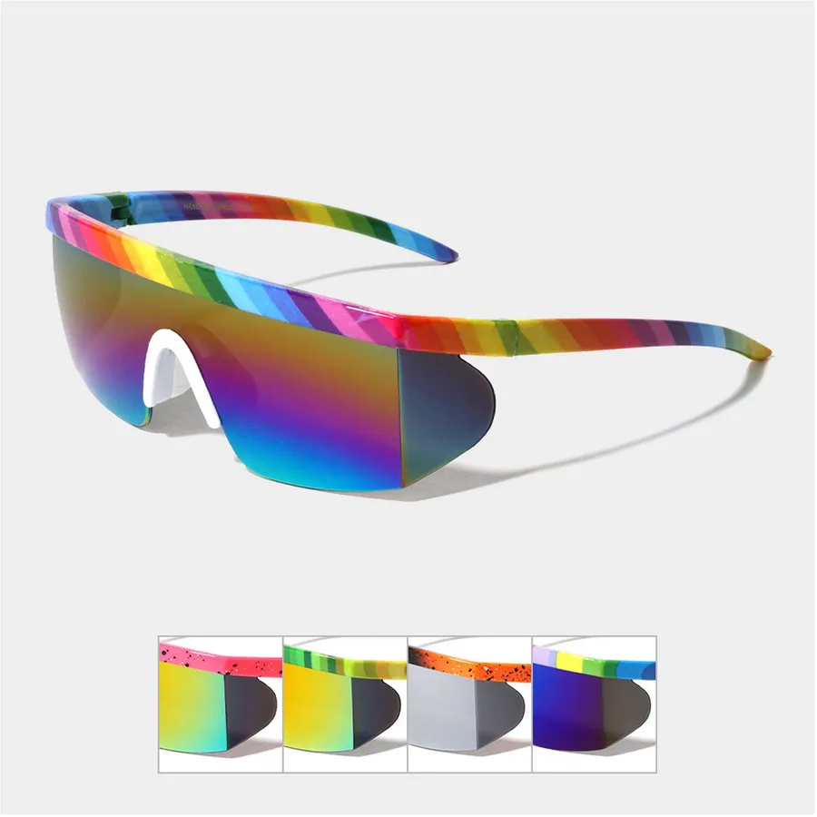 Unisex Rainbow Color Visor Sunglasses - Assorted — wholesale Apparel & Accessories by the case