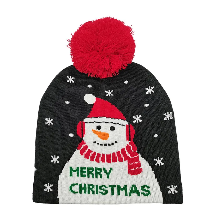 Snowman Pom Pom Beanie Hat For Kids — wholesale Apparel & Accessories by the case