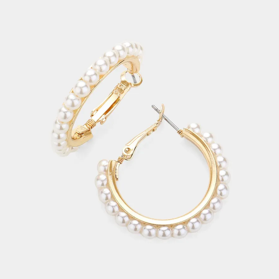 Pearl Hoop Earrings for Girls & Women's - Assorted — wholesale Apparel & Accessories by the case