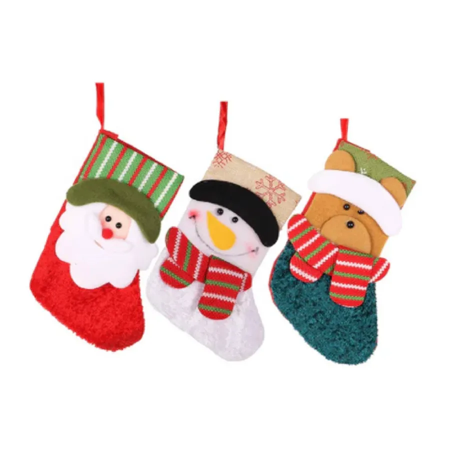 Hanging Christmas Stocking Socks Cotton Fabric Festive Decor — wholesale Seasonal & Holiday by the case