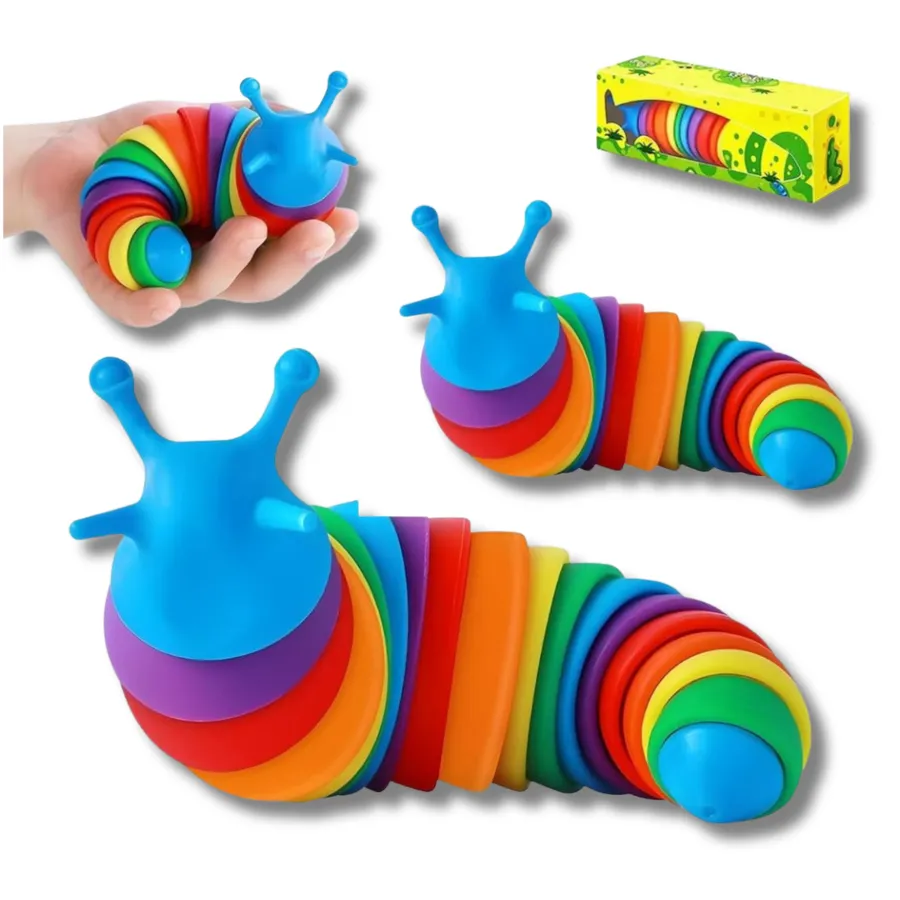 Rainbow Articulated Fidget Slug Toy | Flexible Sensory Toy for Classrooms & Kids Boutiques — wholesale Fidgets & Sensory by the case
