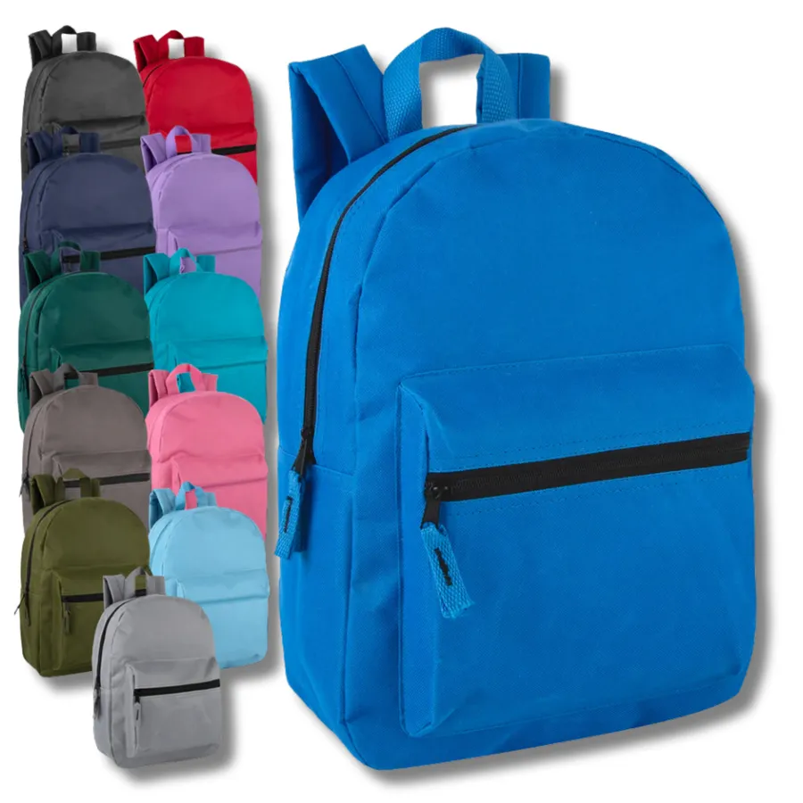 Solid Color Back To School Backpack - Assorted — wholesale Bags & Backpacks by the case