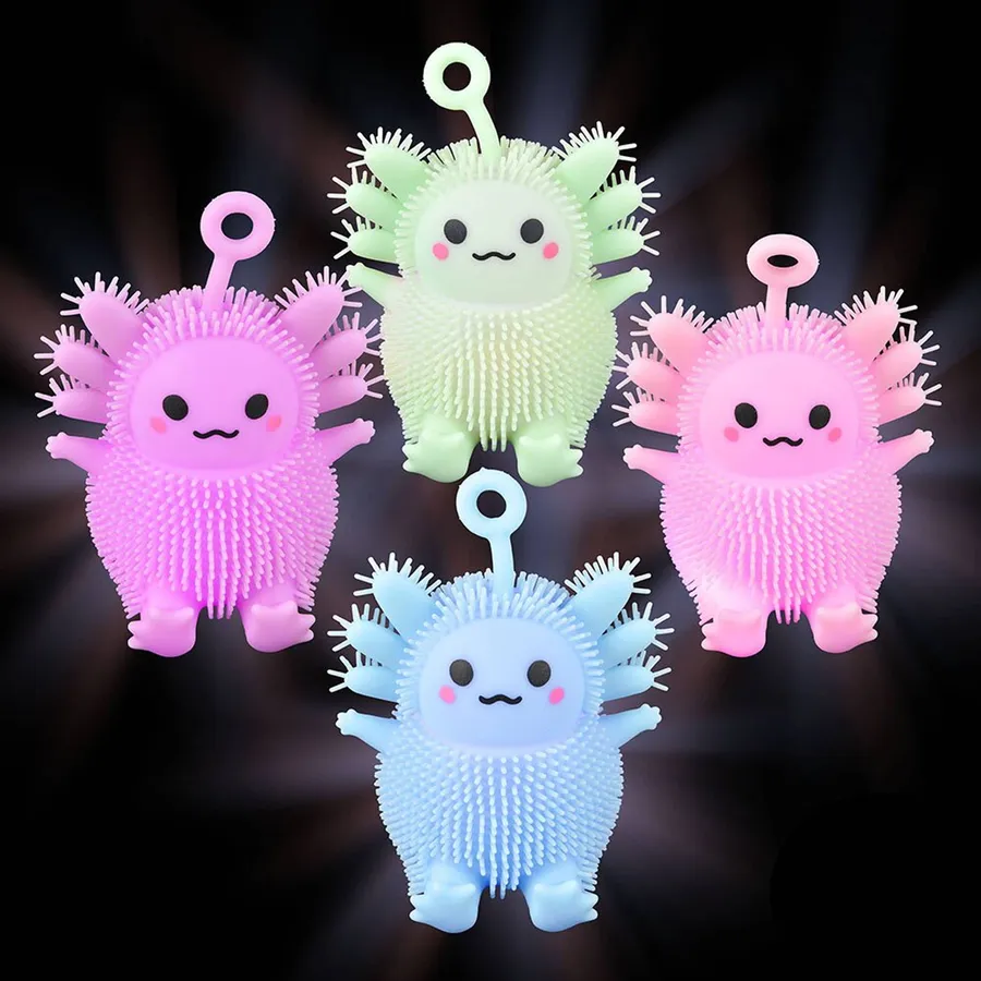 Light Up Squeeze Puffer Axolotl Kids Toy - Assorted — wholesale Fidgets & Sensory by the case