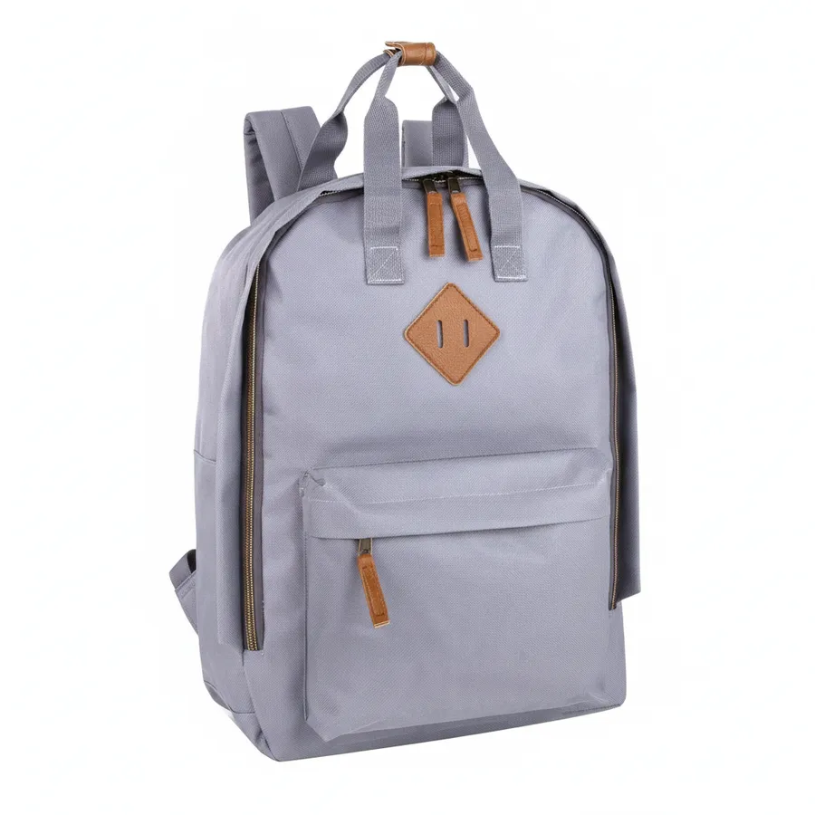 Metallic Silver Double Handle Laptop Backpack - Commuter & School Travel Daypack — wholesale Bags & Backpacks by the case