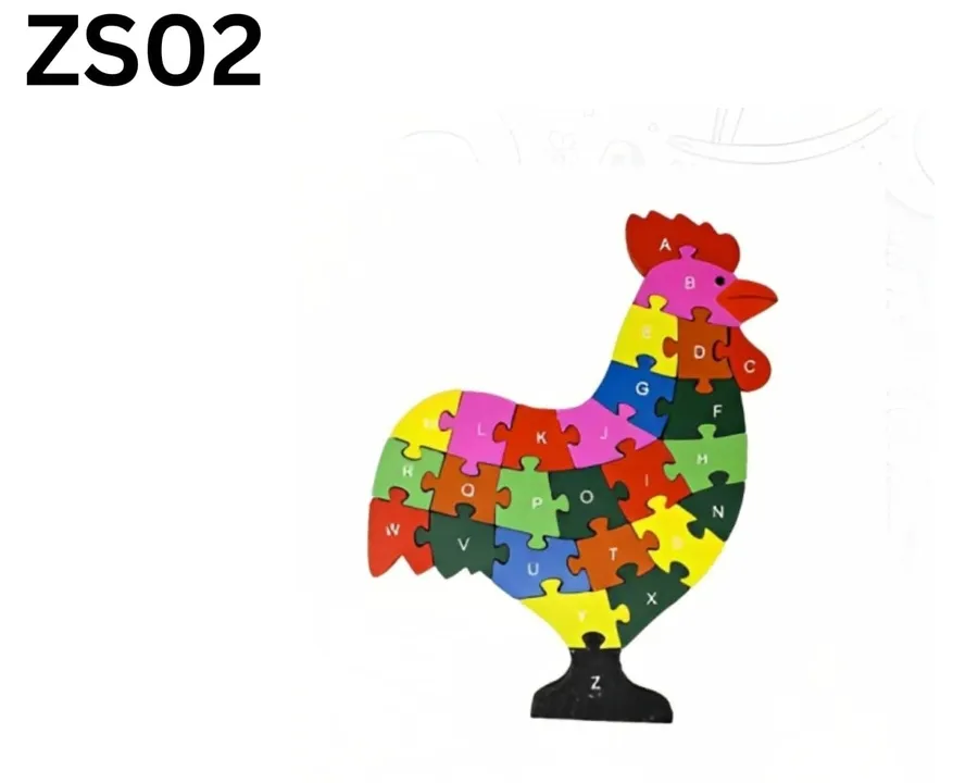 Wooden Chicken Puzzle Alphabet Jigsaw Toy for Preschool Children Kids - Bright Colors, 26pcs Blocks (A-Z) — wholesale Toys & Games by the case