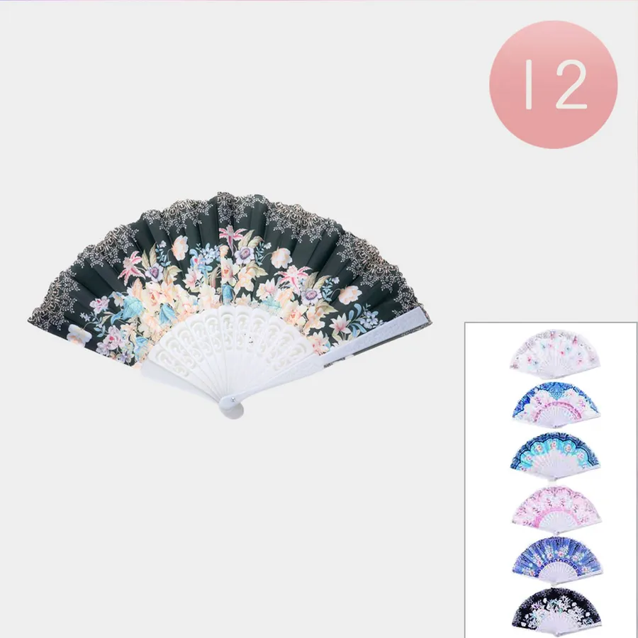 Printed Floral Folding Summer FansHome Decor — wholesale Home & Décor by the case