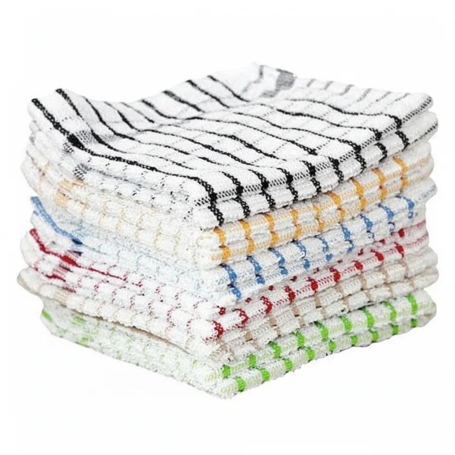 Woven Terry Kitchen Dishcloths - Assorted 12x12 Cotton Cleaning Cloths for Everyday Housewares — wholesale Kitchen & Drinkware by the case