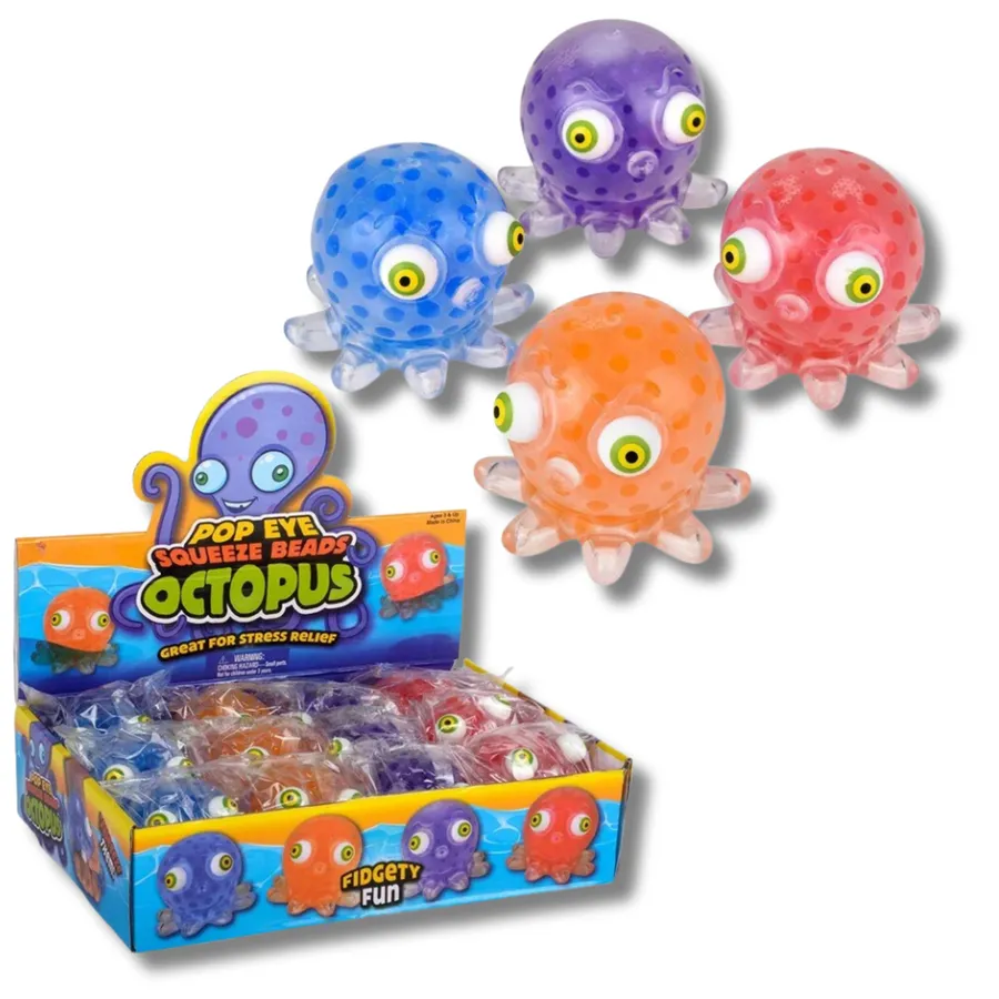 Pop Eye Squeeze Beads Octopus Fidget Kids Toy- Assorted — wholesale Fidgets & Sensory by the case