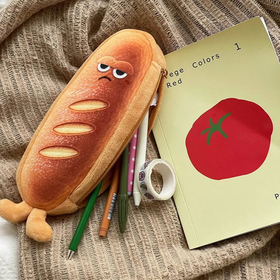 Cute Plush Large Capacity Bread Toast Pencil Case -Assorted — wholesale Plush & Squishies by the case