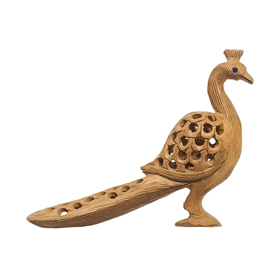 Handcrafted Wooden Mesh Style Peacock Sculpture - Set Of 3 — wholesale Home & Décor by the case
