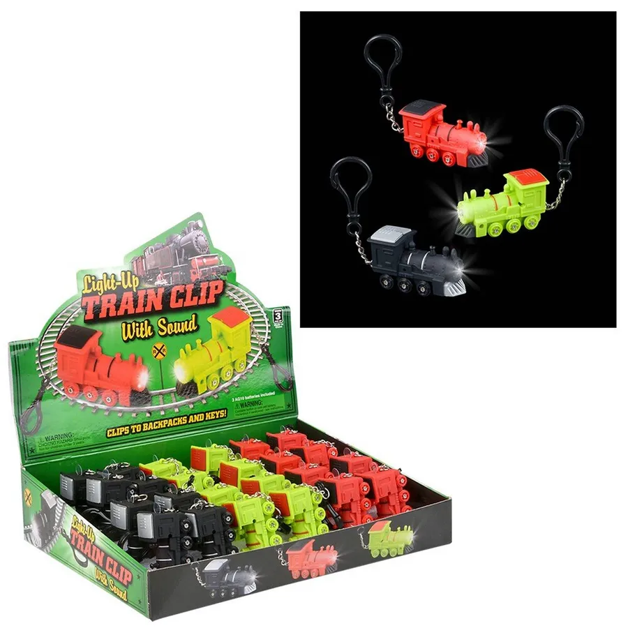 Light-Up Train Back Pack Clip For Kids — wholesale Keychains & Charms by the case