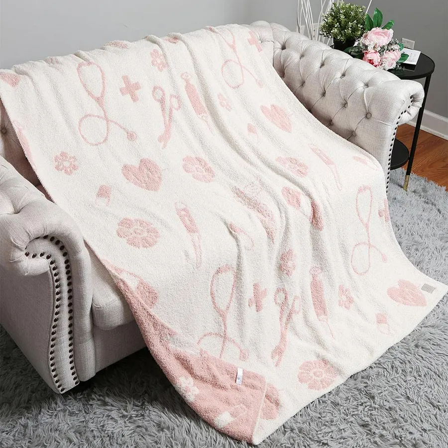 Reversible Medical Theme Throw Blanket — wholesale Home & Décor by the case