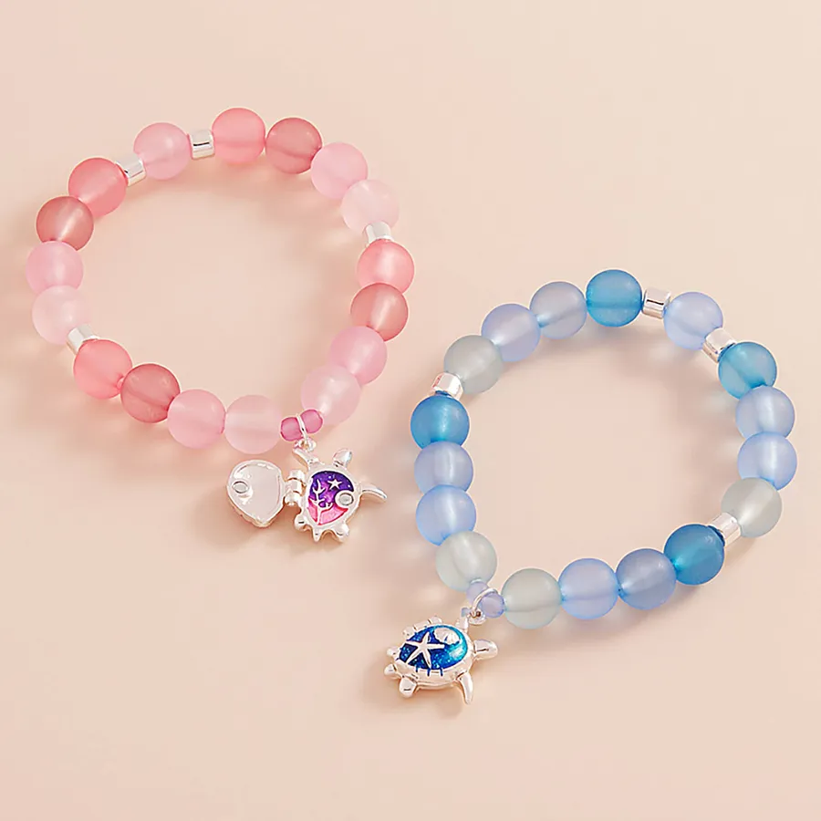 Turtle Locket Charm Beaded Stretch Bracelet - Assorted — wholesale Keychains & Charms by the case