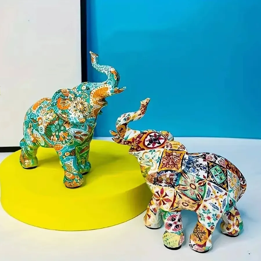 Colorful Elephant Art Sculpture For Home Décor - Assorted — wholesale Home & Décor by the case