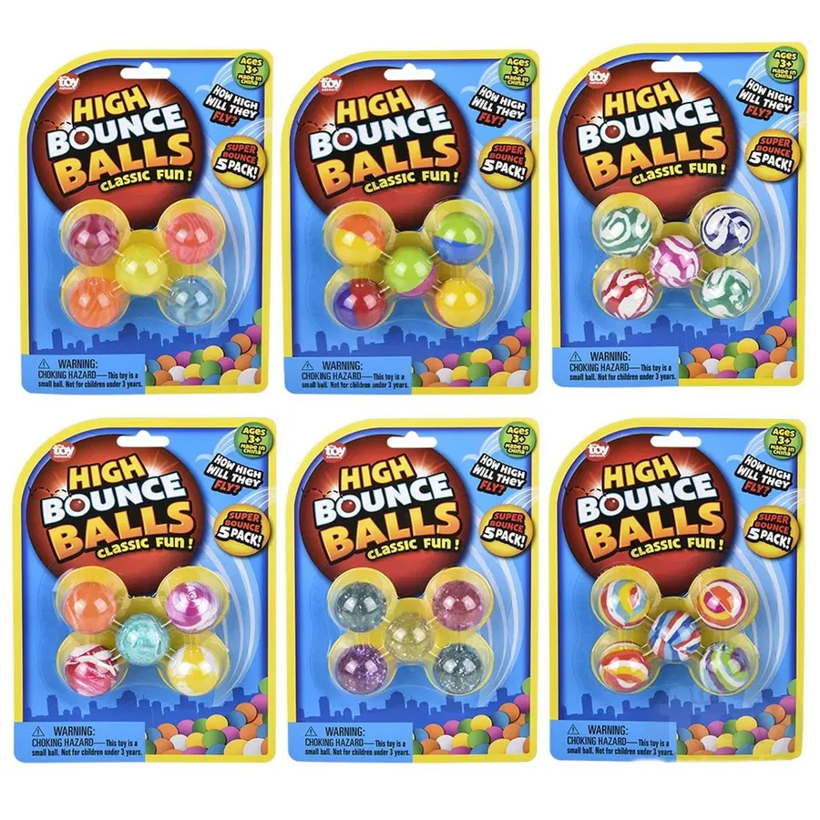Hi-Bounce Balls Assortment | 5 balls/pack | Dozen Pack — wholesale Toys & Games by the case