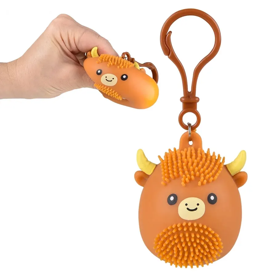 Puffer Highland Cow Clip On Keychain — wholesale Keychains & Charms by the case