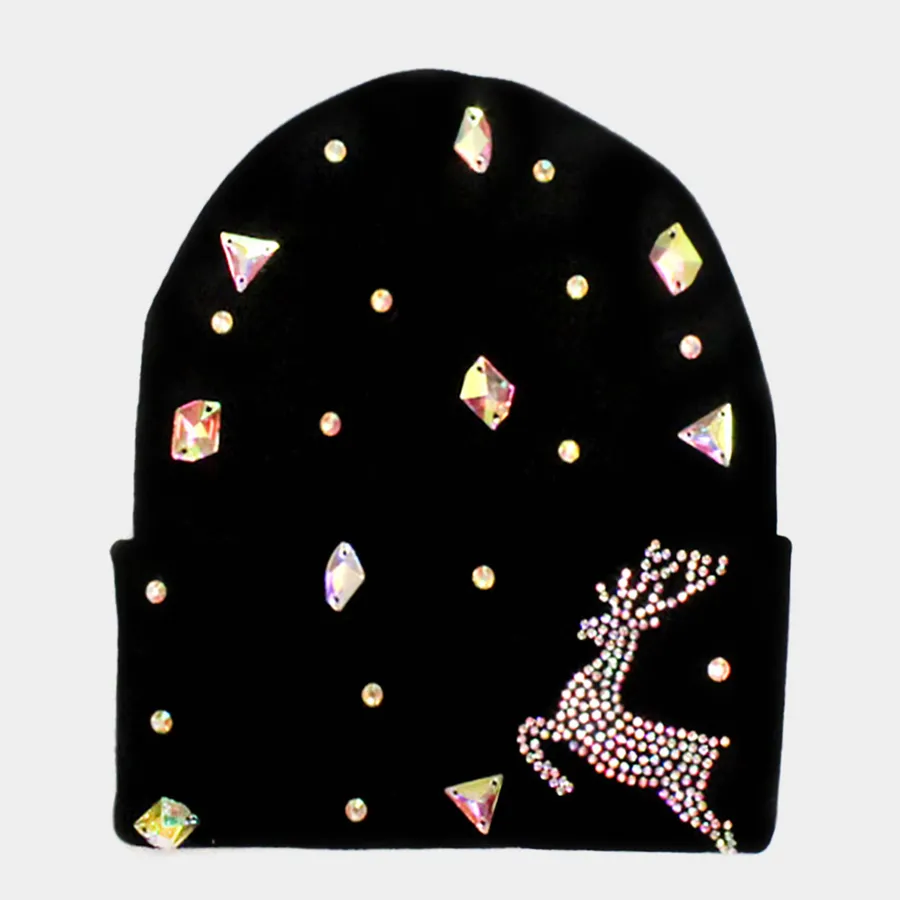 Bling Reindeer Beanie Hat For Women's — wholesale Apparel & Accessories by the case