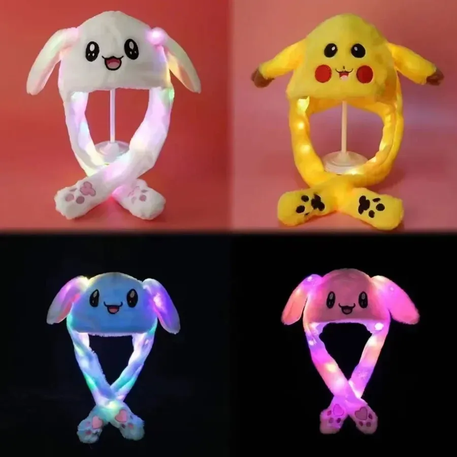 Cute Moving Ears Plush Rabbit LED Hats - Assorted — wholesale Plush & Squishies by the case