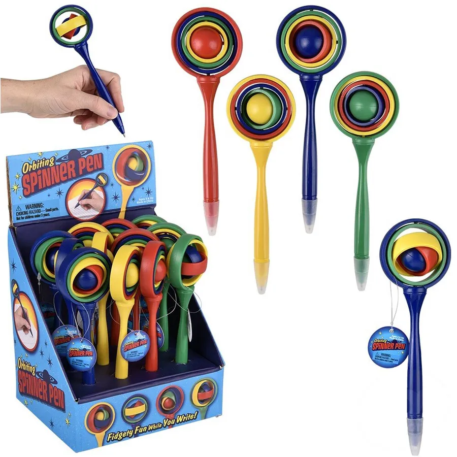 Stress Relief Orbiting Educational Spinner Pen - Assorted — wholesale Fidgets & Sensory by the case