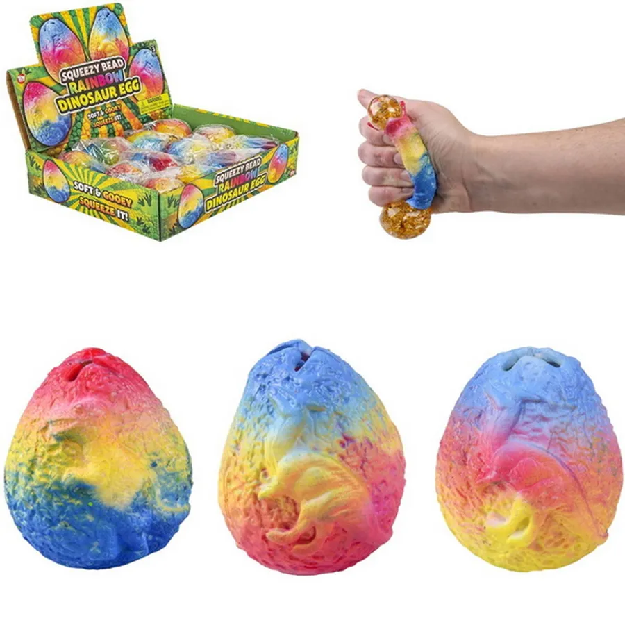 Rainbow Dinosaur Squeeze Bead Egg Toy In Bulk — wholesale Fidgets & Sensory by the case