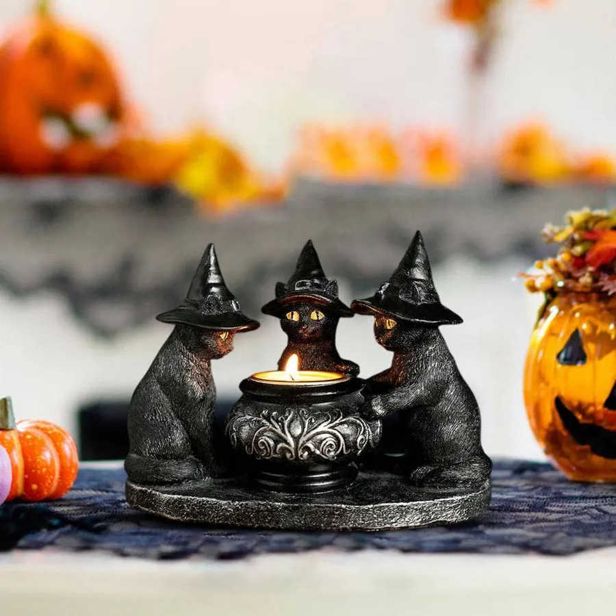 Cat Candle Holder Witch Ghost Decor — wholesale Home & Décor by the case