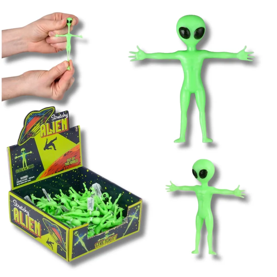 2.25" Glow In Dark Stretchy Alien 48ct Fidget toys — wholesale Fidgets & Sensory by the case