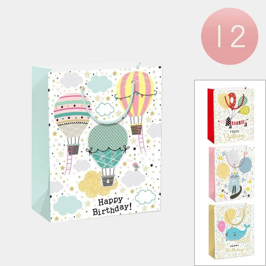 Happy Birthday Message Printed Gift Bags — wholesale Party & Gifts by the case