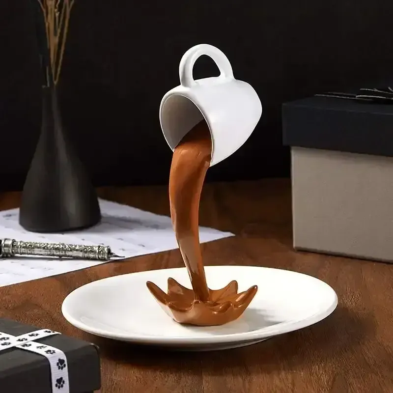 Floating Spilling Coffee Cup Creative Desktop Decor — wholesale Home & Décor by the case