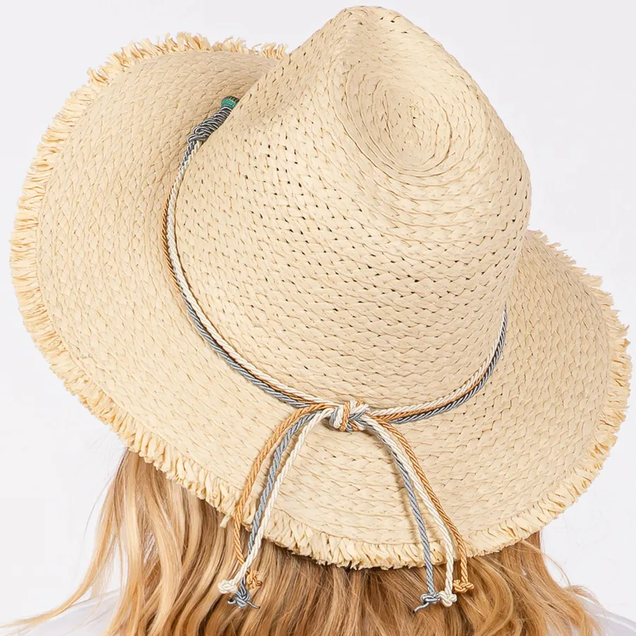 Frayed Straw Sun Hat with Starfish Band - Assorted — wholesale Apparel & Accessories by the case