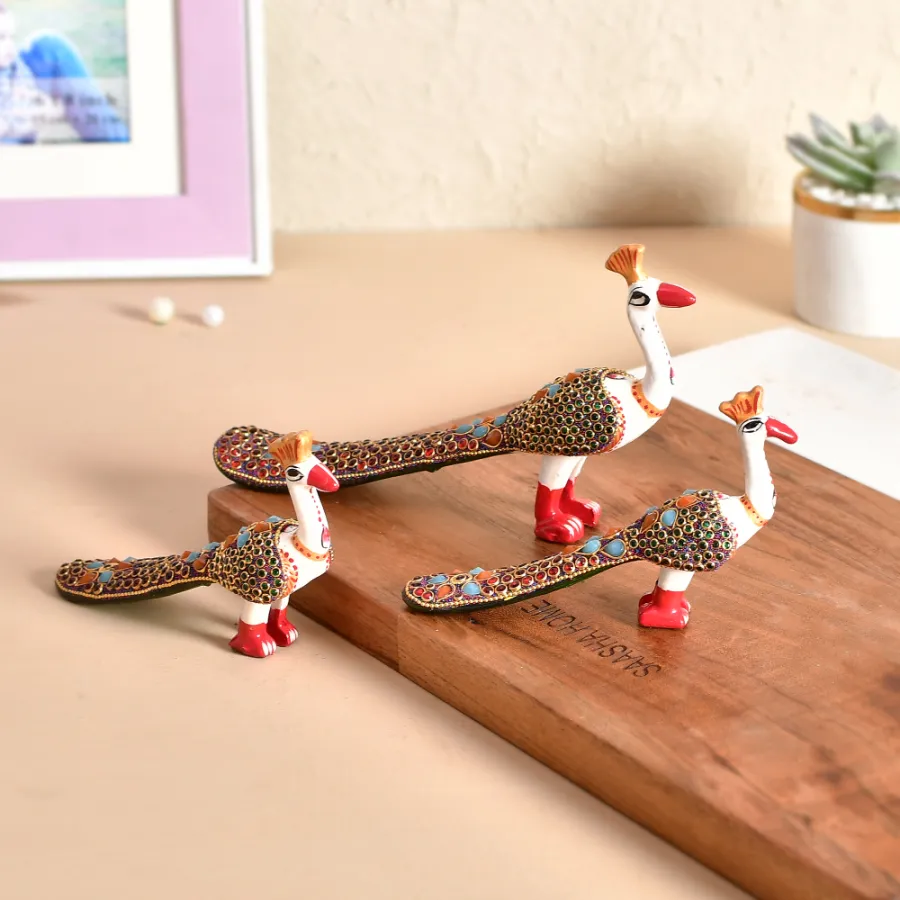Peacock Panache Trio with Meenakari and Keeraft Gifts — wholesale Home & Décor by the case