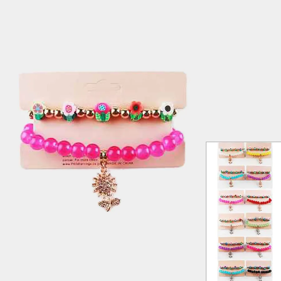 Easter Flower Beaded Stretch Bracelets For Kids — wholesale Seasonal & Holiday by the case