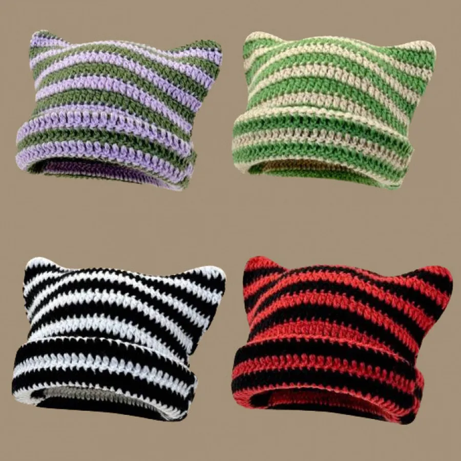 Printed Cat Ear Beanie For Kids - Assorted — wholesale Apparel & Accessories by the case