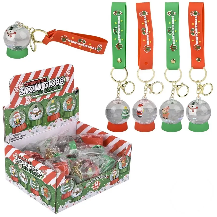 Snow Globe Liquid Wristlet Clip On Keychain — wholesale Keychains & Charms by the case
