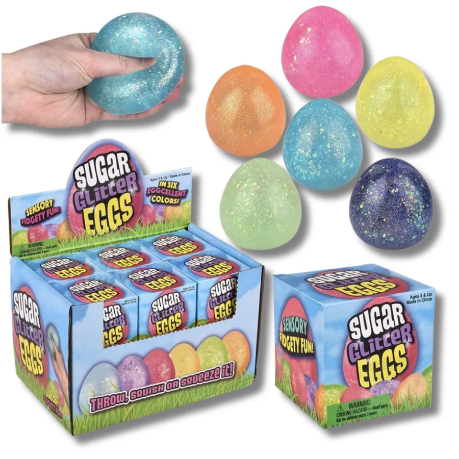 Easter Sugar Squeezy Fidget Eggs Kids Toy- Assorted In Bulk — wholesale Fidgets & Sensory by the case
