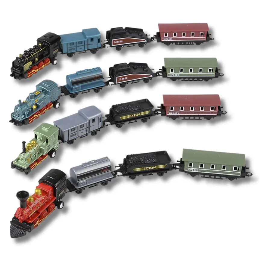Die-Cast Pull Back Mini Toy Train Set For Kids- Assorted — wholesale Toys & Games by the case