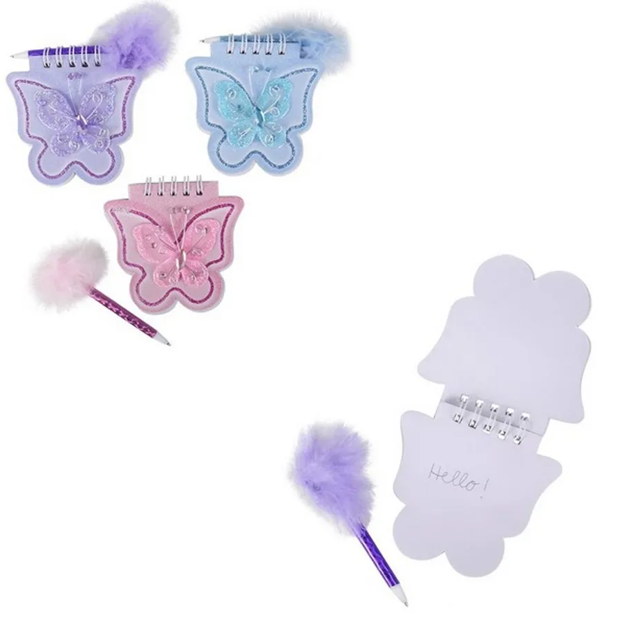 Butterfly Note Pad With Pen For Kids- Assorted — wholesale Stationery & Office by the case