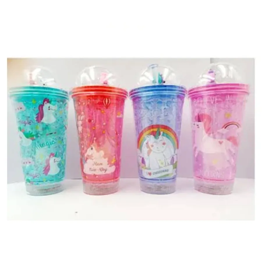 Flashing Light Up Unicorn Cups w/ Straw Home Décor — wholesale Kitchen & Drinkware by the case